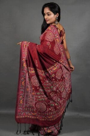 Debiya Khadi Cotton Madhubani Print Saree