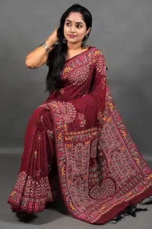 Debiya Khadi Cotton Madhubani Print Saree