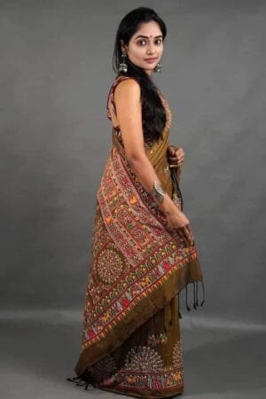Debiya Khadi Cotton Madhubani Print Saree