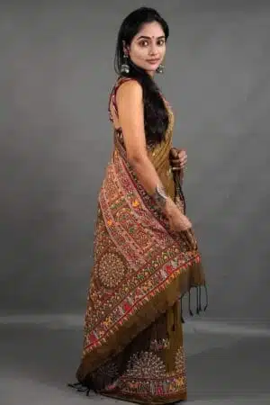 Debiya Khadi Cotton Madhubani Print Saree
