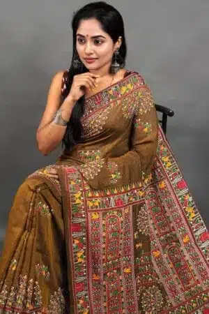 Debiya Khadi Cotton Madhubani Print Saree