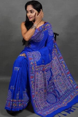 Debiya Khadi Cotton Madhubani Print Saree