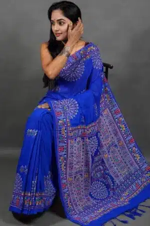 Debiya Khadi Cotton Madhubani Print Saree