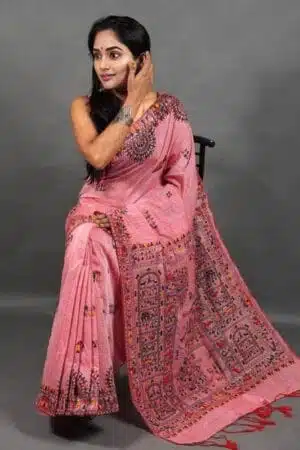 Debiya Khadi Cotton Madhubani Print Saree