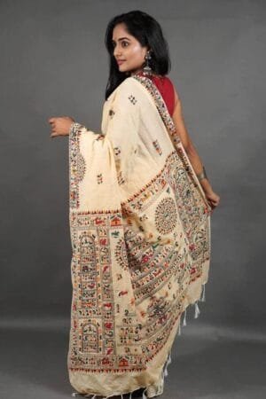 Debiya Khadi Cotton Madhubani Print Saree