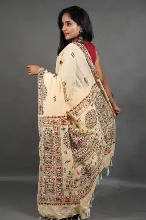 Debiya Khadi Cotton Madhubani Print Saree