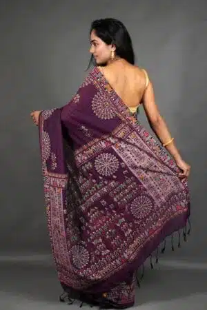 Debiya Khadi Cotton Madhubani Print Saree