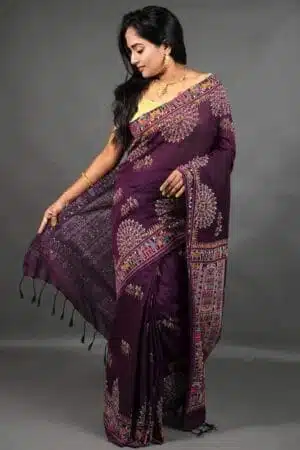 Debiya Khadi Cotton Madhubani Print Saree