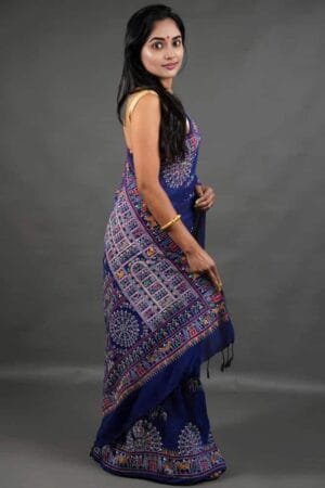 Debiya Khadi Cotton Madhubani Print Saree
