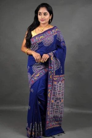 Debiya Khadi Cotton Madhubani Print Saree