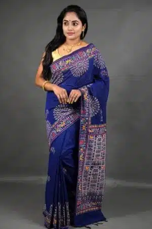 Debiya Khadi Cotton Madhubani Print Saree