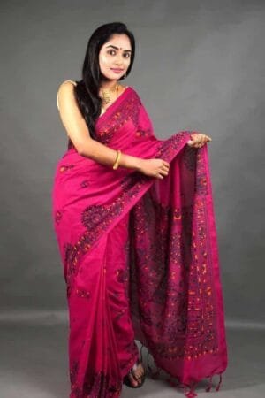 Debiya Khadi Cotton Madhubani Print Saree