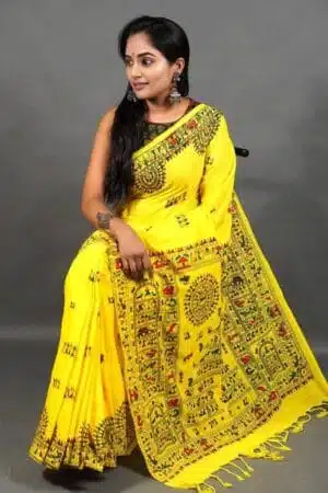 Debiya Khadi Cotton Madhubani Print Saree