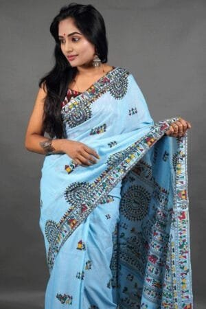 Debiya Khadi Cotton Madhubani Print Saree