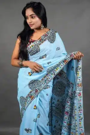Debiya Khadi Cotton Madhubani Print Saree