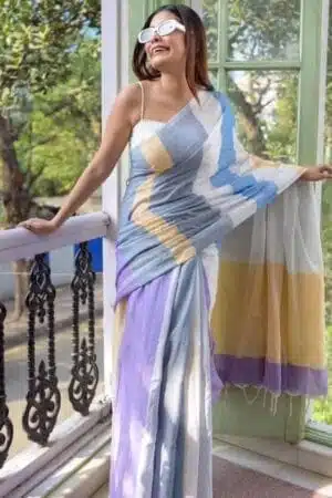 Debiya Handloom Khadi Cotton Stripe Saree