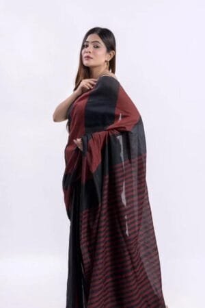 Debiya Handloom Khadi Cotton Stripe Saree