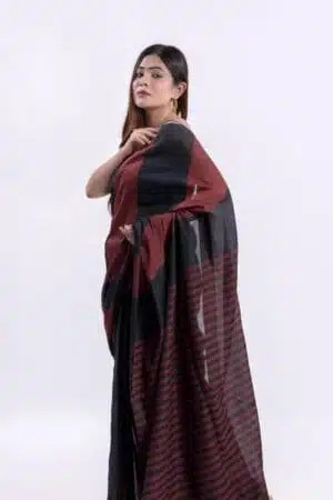 Debiya Handloom Khadi Cotton Stripe Saree