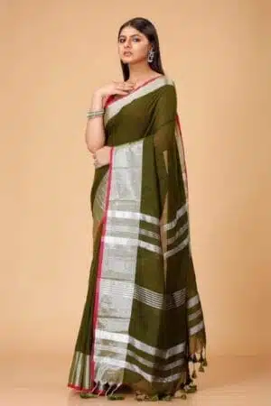 Debiya Handloom Slub Cotton Saree with Zari Work