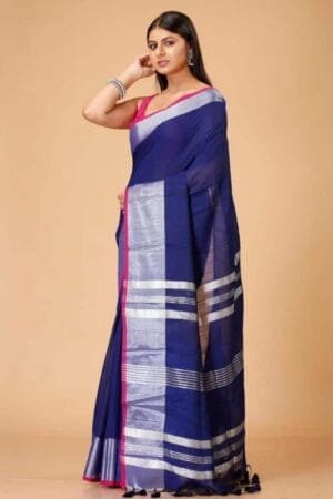 Debiya Handloom Slub Cotton Saree with Zari Work
