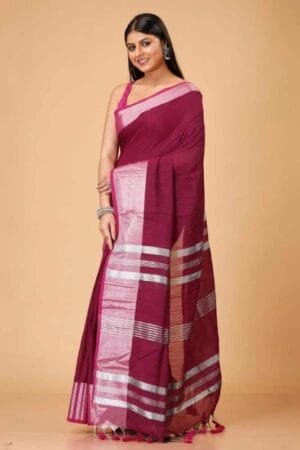 Debiya Handloom Slub Cotton Saree with Zari Work