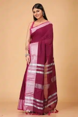 Debiya Handloom Slub Cotton Saree with Zari Work
