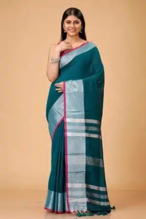 Debiya Handloom Slub Cotton Saree with Zari Work