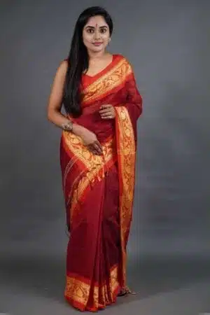 Debiya Traditional Self Designed Cotton Silk Saree